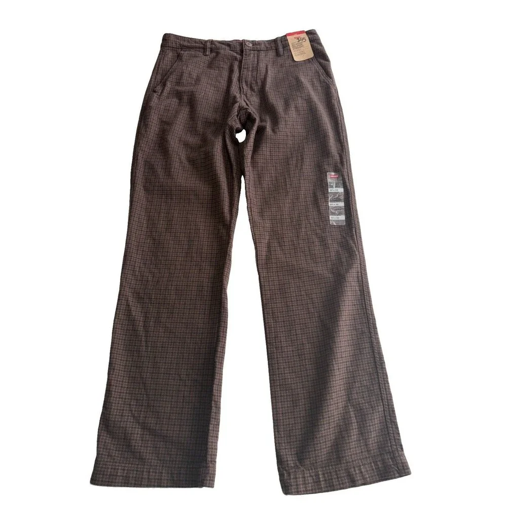 Levi's Brown Plaid XX Chino Relaxed Straight Mens 32x32 Checkered Pants New NWT